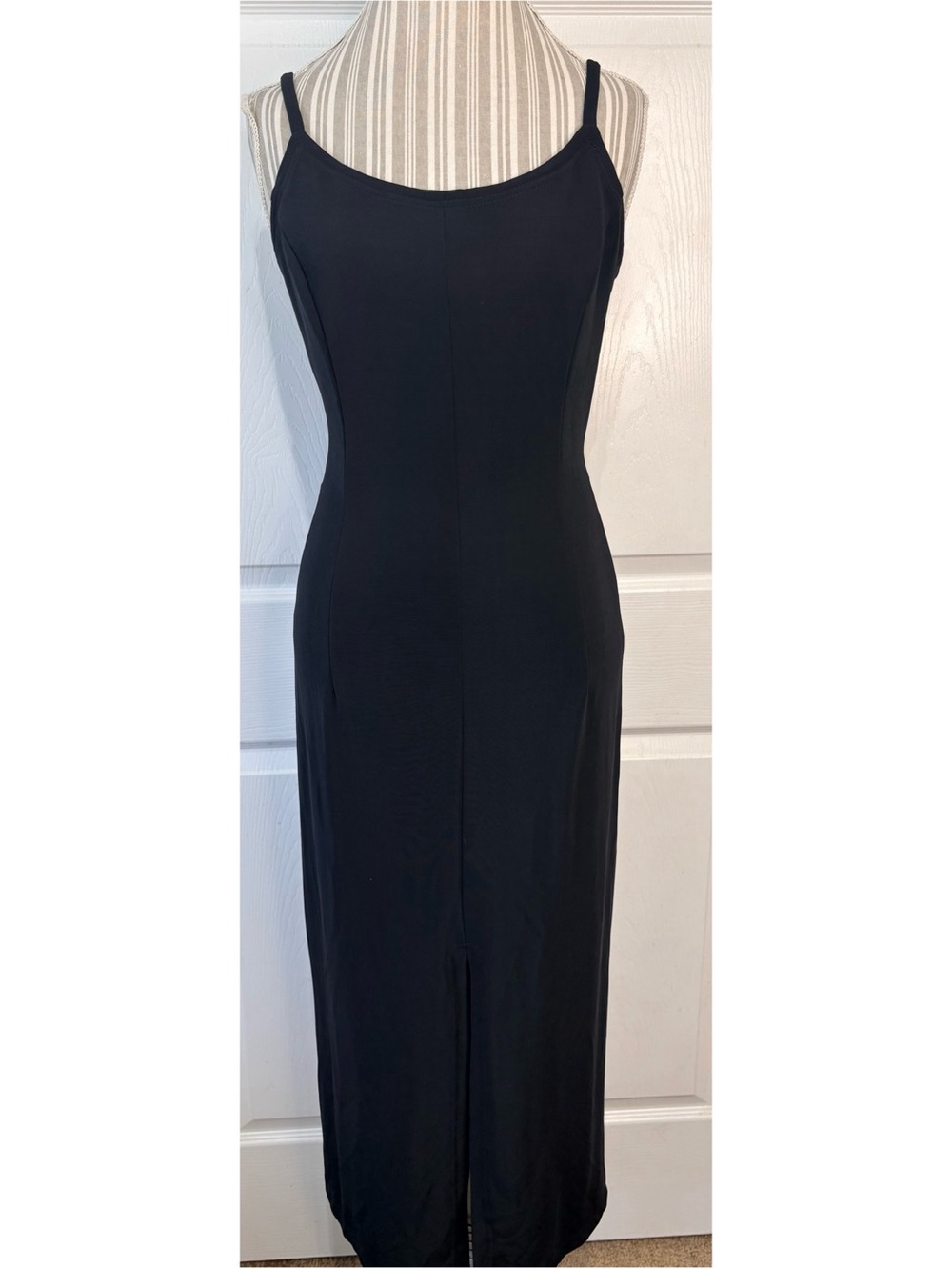 VTG Y2K Scott McClintock Black Stretchy Nylon Bodycon Indie Sleaze Midi Dress~10
